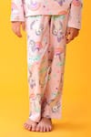 Anthrilo_Pink Cotton Unicorn Print T-shirt And Pyjama Set _at_Aza_Fashions