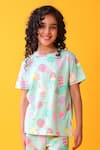 Anthrilo_Aqua Cotton Blue Ice Cream Print T-shirt And Shorts _at_Aza_Fashions