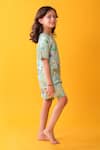 Anthrilo_Green Cotton Butterfly Print T-shirt And Shorts Set _at_Aza_Fashions