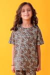 Anthrilo_Beige Cotton Leopard Print T-shirt And Shorts Set _at_Aza_Fashions