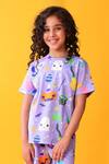 Anthrilo_Purple Cotton Halloween Print T-shirt And Shorts Set _at_Aza_Fashions