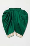 Byb Premium_Fuchsia Tissue, Taffeta Beads, Fuschia Embellished Top And Green Dhoti Pant Set _Online