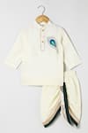 Buy_Byb Premium_Off White Cotton Embroidery Embellished Kurta Dhoti Set _at_Aza_Fashions