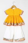 Shop_Byb Premium_Yellow Kota Doria Embroidery Embellished Peplum Top And Palazzo Set _at_Aza_Fashions