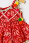 Shop_Byb Premium_Fuchsia Kota Doria Pom-poms, Fuschia Embellished Peplum Top And Dhoti Pant Set _Online