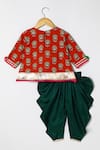 Shop_Byb Premium_Maroon Cotton Zari Embellished Kurta And Green Dhoti Pant Set _at_Aza_Fashions