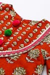 Byb Premium_Maroon Cotton Zari Embellished Kurta And Green Dhoti Pant Set 
