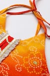 Byb Premium_Orange Kota Doria Fringe, Zari Designer Embellished Top And Skirt Set _at_Aza_Fashions