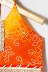 Byb Premium_Orange Kota Doria Fringe, Zari Designer Embellished Top And Skirt Set _Online