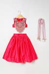 Buy_Byb Premium_Fuchsia Tissue Embroidery, Beads Fuschia Hand Top And Skirt Set _at_Aza_Fashions