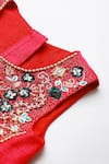 Byb Premium_Fuchsia Tissue Embroidery, Beads Fuschia Hand Top And Skirt Set _Online