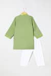 Shop_Byb Premium_Green Chanderi Embroidery Sage Kurta And Pyjama Set _at_Aza_Fashions
