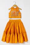 Buy_Byb Premium_Orange Silk Embroidery Top And Skirt Set _at_Aza_Fashions