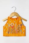 Byb Premium_Orange Silk Embroidery Top And Skirt Set _at_Aza_Fashions