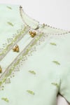 Byb Premium_Green Chanderi Embroidery, Sequins, Zari Sage Top And Sharara Set 