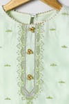 Byb Premium_Green Chanderi Embroidery, Sequins, Zari Sage Top And Sharara Set 