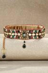 Shop_Tarun Tahiliani_Red Crystals Multi Color Fancy Stones Belt _at_Aza_Fashions