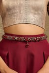 Tarun Tahiliani_Red Beads Ruby Embellished Belt _at_Aza_Fashions