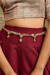 Buy_Tarun Tahiliani_Gold Stones, Pearls Swarovski Crystal Embellished Belt _Online_at_Aza_Fashions