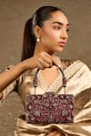 Tarun Tahiliani_Wine Crystals, Beads Velvet Embroidered Clutch _Online_at_Aza_Fashions