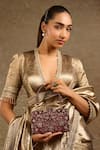 Buy_Tarun Tahiliani_Wine Crystals, Beads Velvet Embroidered Clutch _at_Aza_Fashions