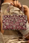 Buy_Tarun Tahiliani_Wine Crystals, Beads Velvet Embroidered Clutch 