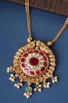Shop_Mero Jewellery_Gold Plated Kundan Peacock Pendant Necklace _at_Aza_Fashions