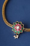 Shop_Mero Jewellery_Gold Plated Kundan Temple Choker _at_Aza_Fashions