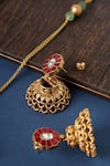 Mero Jewellery_Gold Plated Zari Kundan Temple Tribal Pendant Necklace Set _Online_at_Aza_Fashions