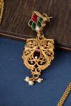 Mero Jewellery_Gold Plated Stones Kundan Bird Pendant Necklace Set _Online_at_Aza_Fashions