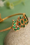 Shop_Mero Jewellery_Gold Plated Green Kundan Temple Kada _at_Aza_Fashions
