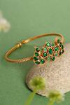 Buy_Mero Jewellery_Gold Plated Green Kundan Temple Kada _at_Aza_Fashions