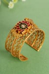 Buy_Mero Jewellery_Gold Plated Red Green Kundan Temple Kada _at_Aza_Fashions