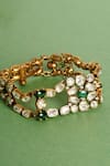 Mero Jewellery_Gold Plated Diamonds Green Moissanite Finish Bracelet _Online_at_Aza_Fashions