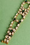 Shop_Mero Jewellery_Gold Plated Diamonds Green Moissanite Finish Bracelet _at_Aza_Fashions