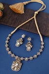 Buy_Mero Jewellery_Gold Plated Diamonds Moissanite Finish Necklace Set _at_Aza_Fashions