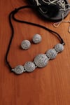 Buy_Mero Jewellery_Silver Plated Floral Temple Choker Set _at_Aza_Fashions