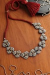 Buy_Mero Jewellery_Pink Floral Dual Tone Kempstone Necklace _at_Aza_Fashions