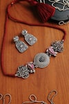 Buy_Mero Jewellery_Pink Gemstones Kundan Temple Choker Set _at_Aza_Fashions