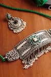 Shop_Mero Jewellery_Green Pearls, Stones Kundant Choker Set _at_Aza_Fashions