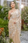 Buy_Tamaraa By Tahani_Beige Net Crystals, Sequins, Beads Aarohi Butterfly Saree With Blouse 