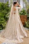 Shop_Tamaraa By Tahani_Beige Silk Crystals, Sequins, Beads, Pearls Nyra Garden Motif Bridal Lehenga Set _at_Aza_Fashions