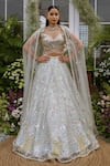Shop_Tamaraa By Tahani_Blue Net, Silk Crystals, Sequins, Beads, Mirrors Kaira Ice Lehenga Set _Online_at_Aza_Fashions