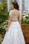 Shop_Tamaraa By Tahani_Blue Silk, Crepe Sequins, Beads, Crystals Sweetheart Avani Dewdrop Lehenga Set _at_Aza_Fashions