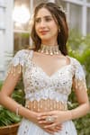 Buy_Tamaraa By Tahani_Blue Silk, Crepe Sequins, Beads, Crystals Sweetheart Avani Dewdrop Lehenga Set _Online_at_Aza_Fashions