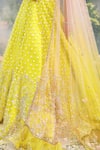 Tamaraa By Tahani_Lime Net, Silk Sequins, Beads, Crystals, Pearls Naira 12 Kali Lehenga Set _at_Aza_Fashions
