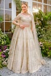 Buy_Tamaraa By Tahani_Ivory Silk, Net Crystals, Sequins, Beads Arisa Garden 12 Kali Lehenga Set 