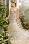 Buy_Tamaraa By Tahani_Ivory Tulle, Taffeta, Silk Sequins, Beads, Freya Peacock Mermaid Lehenga Set 