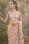 Shop_Tamaraa By Tahani_Blush Silk, Tissue Crystals, Sequins, Beads, Emilia Rose Saree With Blouse _Online_at_Aza_Fashions