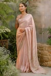 Buy_Tamaraa By Tahani_Blush Silk, Tissue Crystals, Sequins, Beads, Emilia Rose Saree With Blouse 